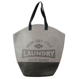 6 pieces Home Basics Deluxe Service Wash Dry Fold Canvas Laundry Tote, Grey - Laundry Baskets & Hampers