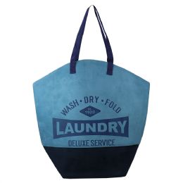 6 pieces Home Basics Deluxe Service Wash Dry Fold Canvas Laundry Tote, Blue - Laundry Baskets & Hampers