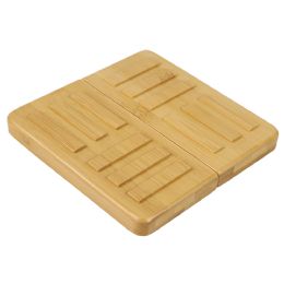 6 Wholesale Michael Graves Design Expandable Linear Grooved Square Bamboo Trivet, Natural