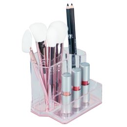 12 pieces Home Basics Plastic Make Up Brush Holder with Rose Bottom - Assorted Cosmetics