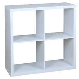 Home Basics 4 Open Cube Organizing Wood Storage Shelf, White - Storage & Organization