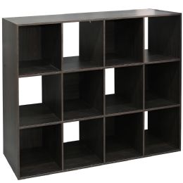 Home Basics Stackable 12 Open Cube Modern Wood Organizer, Espresso - Storage & Organization