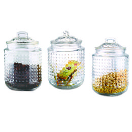 8 pieces Home Basics Dott 40.5 oz. Glass Canister, (Set of 3), Clear - Storage & Organization