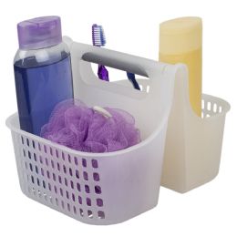 12 pieces Home Basics Two Compartment Plastic Shower Tote With NoN-Slip Handle - Shower Accessories