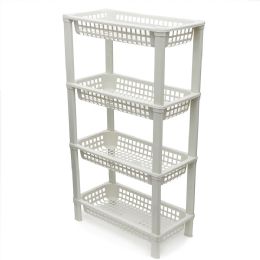 10 pieces Home Basics 4-Tier Plastic Standing Baskets, White - Baskets