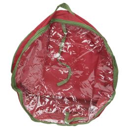 12 Wholesale Home Basics Textured Pvc 30" Christmas Wreath Bag, Red/green