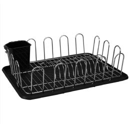 6 pieces Home Basics Large Capacity Wire Dish Rack, Black - Dish Drying Racks