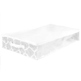 12 pieces Home Basics Arabesque Non-Woven Under the Bed Storage Bag with See-through Front Panel, White - Storage & Organization
