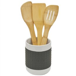 12 pieces Home Basics Ceramic Utensil Holder with Rubber Center, White - Kitchen Utensils