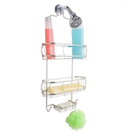 6 pieces Home Basics 2 Tier Shower Caddy, Satin Nickel - Shower Accessories