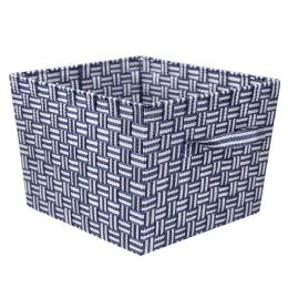 6 pieces Home Basics Striped X-large Woven Strap Open Bin, Blue - Storage & Organization