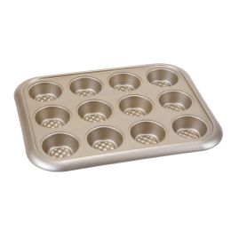 12 pieces Home Basics Aurelia Non-Stick 12-Cup Carbon Steel Muffin Pan, Gold - Baking Supplies
