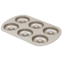 12 pieces Home Basics Aurelia Non-Stick 6-Cavity Carbon Steel Donut Pan, Gold - Baking Supplies