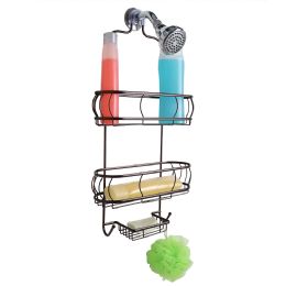 6 pieces Home Basics No Slip 2 Tier Steel Shower Caddy, OiL-Rubbed Bronze - Shower Accessories