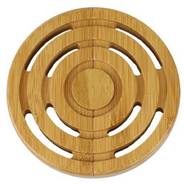 6 Wholesale Michael Graves Design Expandable Slatted Round Bamboo Trivet, Natural