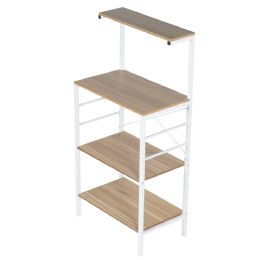 Home Basics 4 Tier Microwave Stand with Wood Top, White - Microwave Items