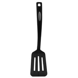 24 pieces Home Basics Flexible Nylon Non-Stick Slotted Spatula with Curved Handle, Black - Kitchen Utensils