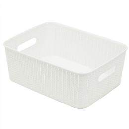 6 pieces Home Basics 12.5 Liter Plastic Basket With Handles, White - Baskets