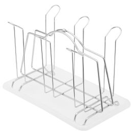 6 pieces Home Basics Metal Cup Drying Rack With Draining Tray, White - Dish Drying Racks
