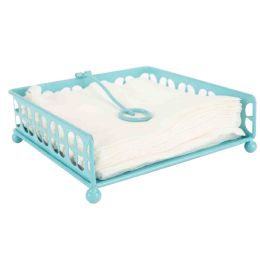 12 pieces Home Basics Turquoise Collection Trinity Flat Napkin Holder, Turquoise - Napkin and Paper Towel Holders