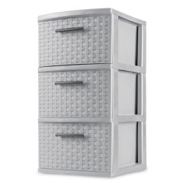 2 of Sterilite 3 Drawer Weave Tower, Cement