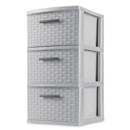 2 Wholesale Sterilite 3 Drawer Weave Tower, Cement