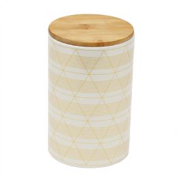 12 Wholesale Home Basics 51oz. Diamond Stripe Ceramic Canister, White