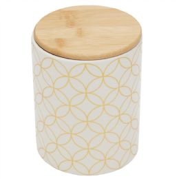 12 Wholesale Home Basics Vescia Medium Ceramic Canister with Bamboo Top