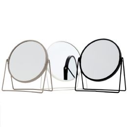 12 Bulk Home Basics Double Sided Cosmetic Mirror with Wire Stand, (1x/2x Magnification)
