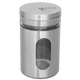 48 Wholesale Home Basics 4 oz. Stainless Steel Shaker with Glass Window, Silver
