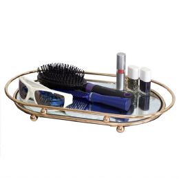 6 pieces Home Basics Luxury Mirror Vanity Tray, Gold - Assorted Cosmetics