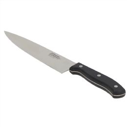 24 Wholesale Home Basics 8" Stainless Steel Chef Knife with Contoured Bakelite Handle, Black