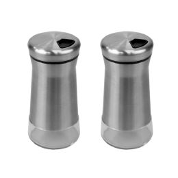 24 Wholesale Home Basics Essence 4.2 oz. Salt and Pepper Shakers with Clear Glass Bottoms, Silver