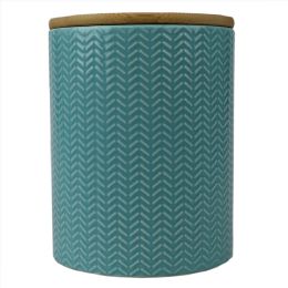 12 Wholesale Home Basics Wave Medium Ceramic Canister, Turquoise