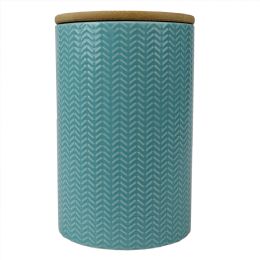 12 Wholesale Home Basics Wave Large Ceramic Canister, Turquoise