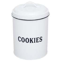12 pieces Home Basics Countryside Cookies Tin Canister, White - Storage & Organization