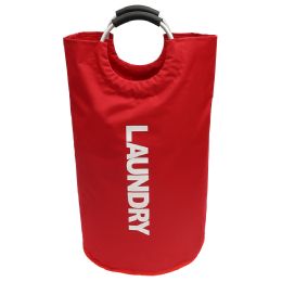 12 Wholesale Home Basics Laundry Bag with Soft Grip Handle, Red