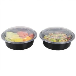 12 Wholesale Home Basics 20 Piece Round Plastic Meal Prep Set With Lids, Black