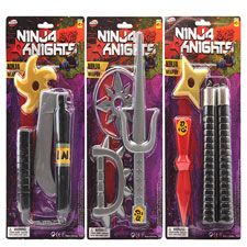 72 Pieces 6x12 3 Assorted 3 Pieces Ninja Play Set On Card - Toy Weapons