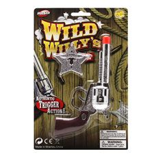 72 Pieces 6x10 7 Inch Click Cowboy Gun With Budge On Card - Toy Weapons