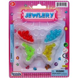 144 Pieces Beads & Jewelry Play Set On Blister Card, 2 Assorted Style - Girls Toys