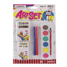 144 Pieces Art Set On Blister Card 6 Crayon 4 Chalk And 6 Water Color - Paint, Brushes & Finger Paint