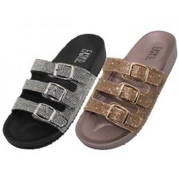 18 Wholesale Women's Rhinestone With 3 Strap Buckle Upper Sandals Size 5-10