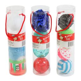 60 Wholesale Cat Toy W/bell 4pc In Pvc Tubein Pdq