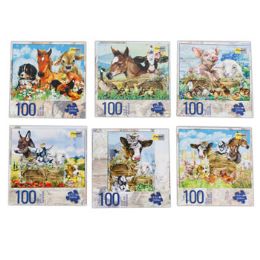 18 Wholesale Puzzle 100pc 8x10 Farm Animals 6 Assorted Childrens Collection