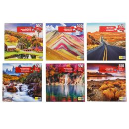 12 Bulk Puzzle 550pc Scenic Landscapes 24x18 6assorted