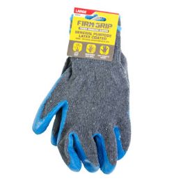 120 pieces Gloves Latex Coated Gray Large Blue Cuff Firm Grip Pdq Peggable - Kitchen Gloves