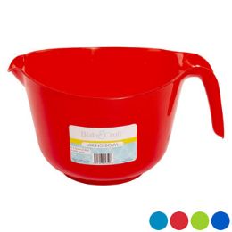 36 Wholesale Mixing Bowl Handled W/spoutplastic 3qt/4ast Colorsb&c Easy Peel Label