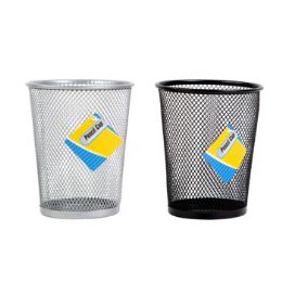 24 pieces Pencil Cup Jumbo Iron Mesh Round 4.3dx5.12h Black/silver Hangtag - Pens & Pencils