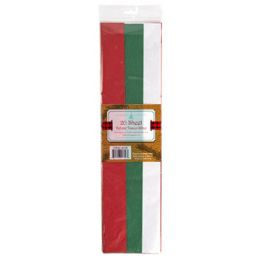 48 pieces Tissue Paper 20ct Trifold Red/white/green Soilds 20x20 - Tissue Paper